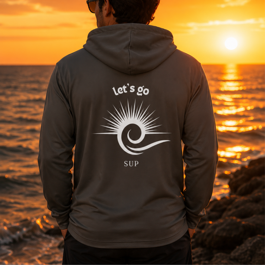 Unisex SUP Athletic Hoodie – Grey Sun & Wave “Let’s Go SUP” Design