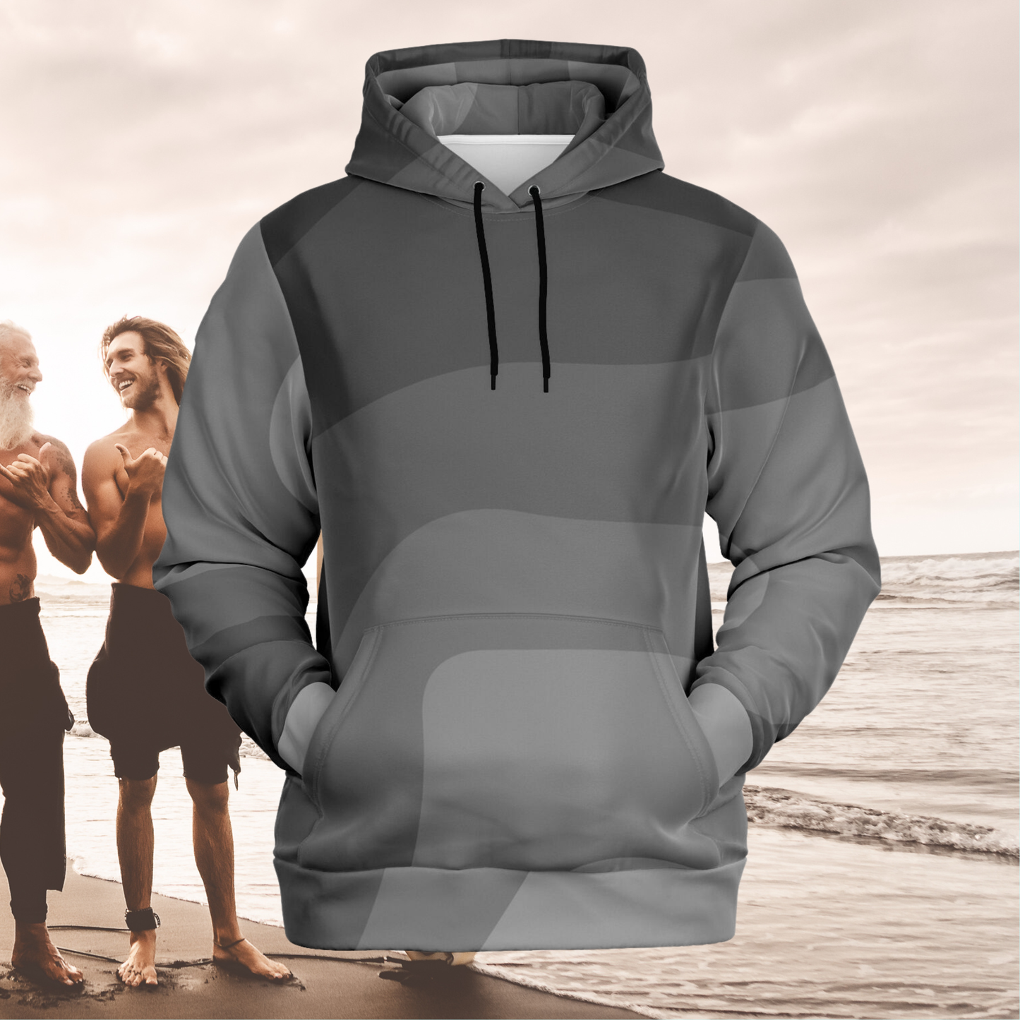 Men's Grey Catch the Wave Fashion Surf Hoodie