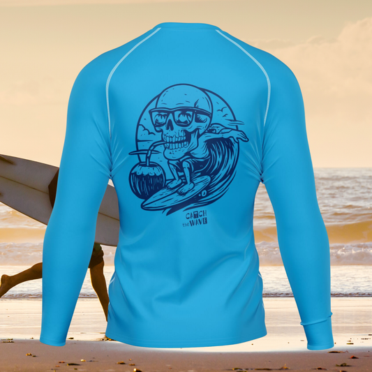 Men's Blue Surfing Skull Rashguard