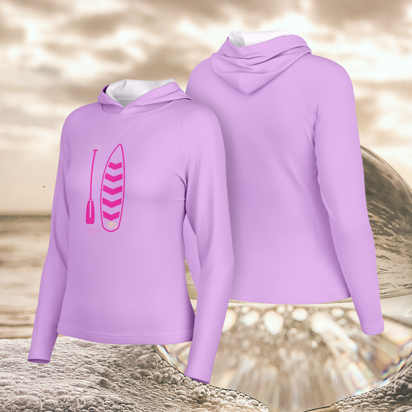 Women’s Purple and Pink Paddleboard Hooded Performance SUP Shirt