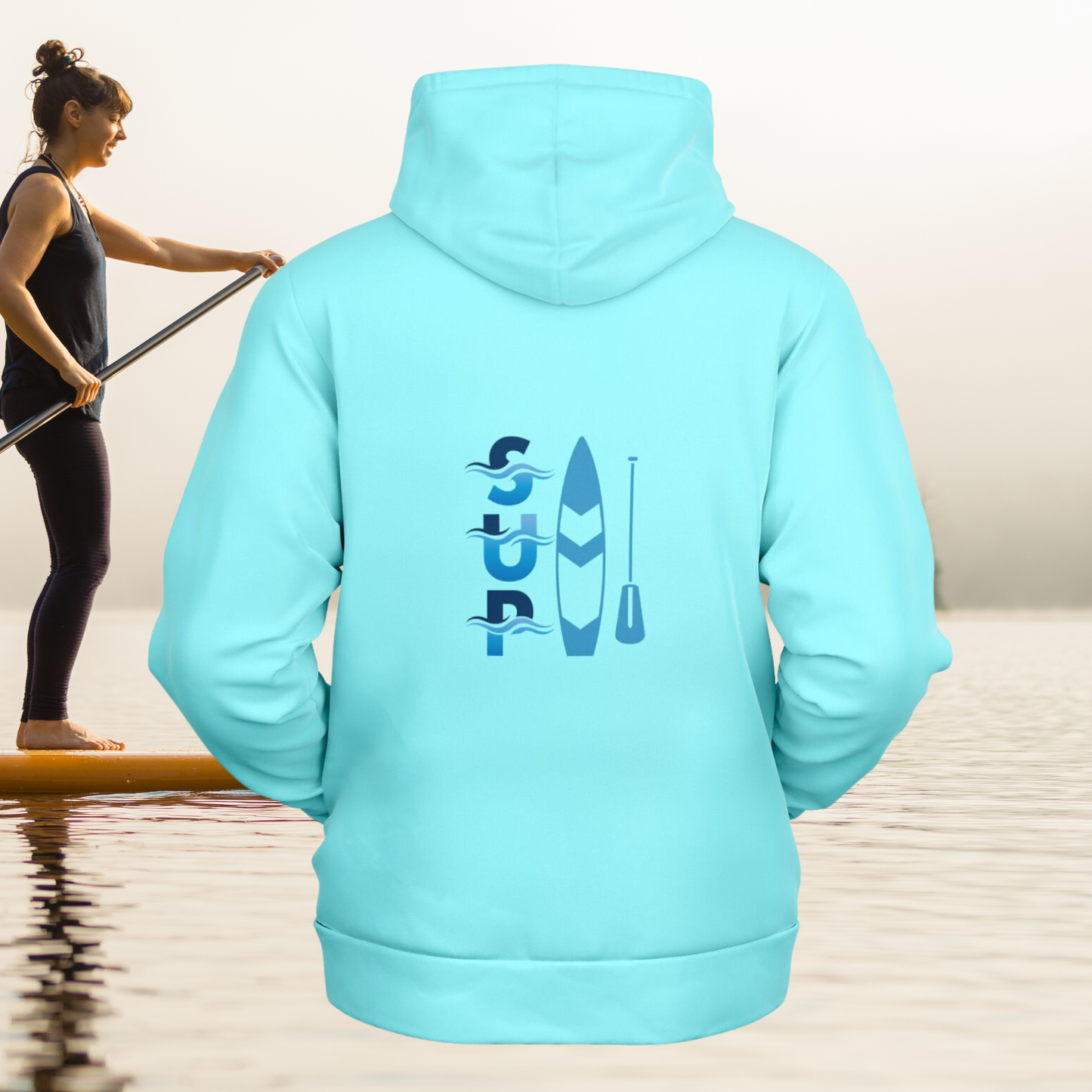 Women's Pale Cyan SUP Athletic Hoodie – Paddleboard Design