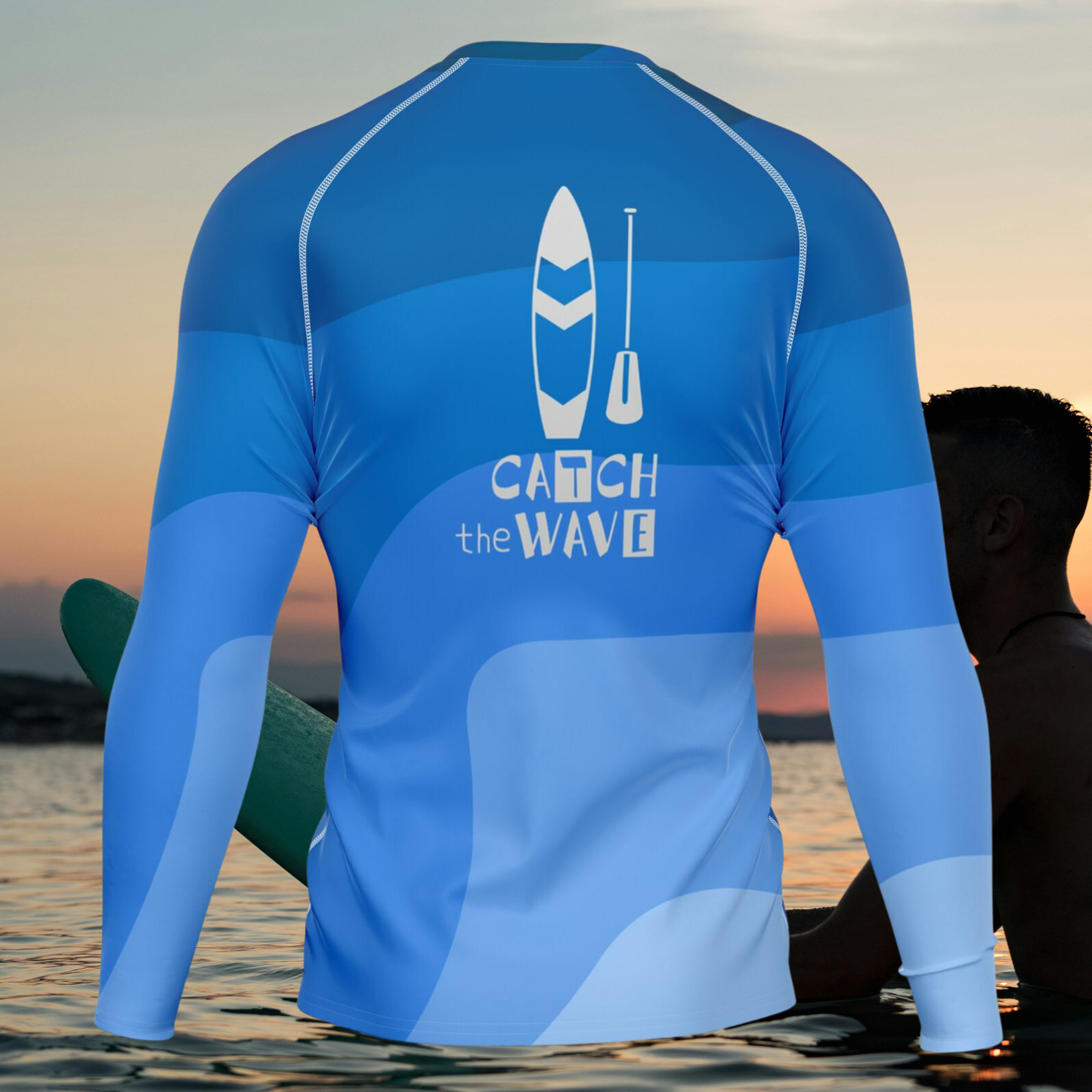 Men's Blue Catch the Waves Rashguard