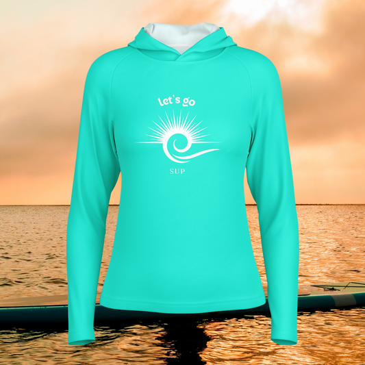 Women's Turquoise SUP Long Sleeve Hooded Performance Shirt