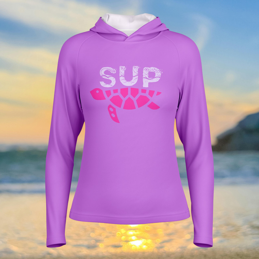 Women's Magenta Long Sleeve SUP Hooded Performance Shirt
