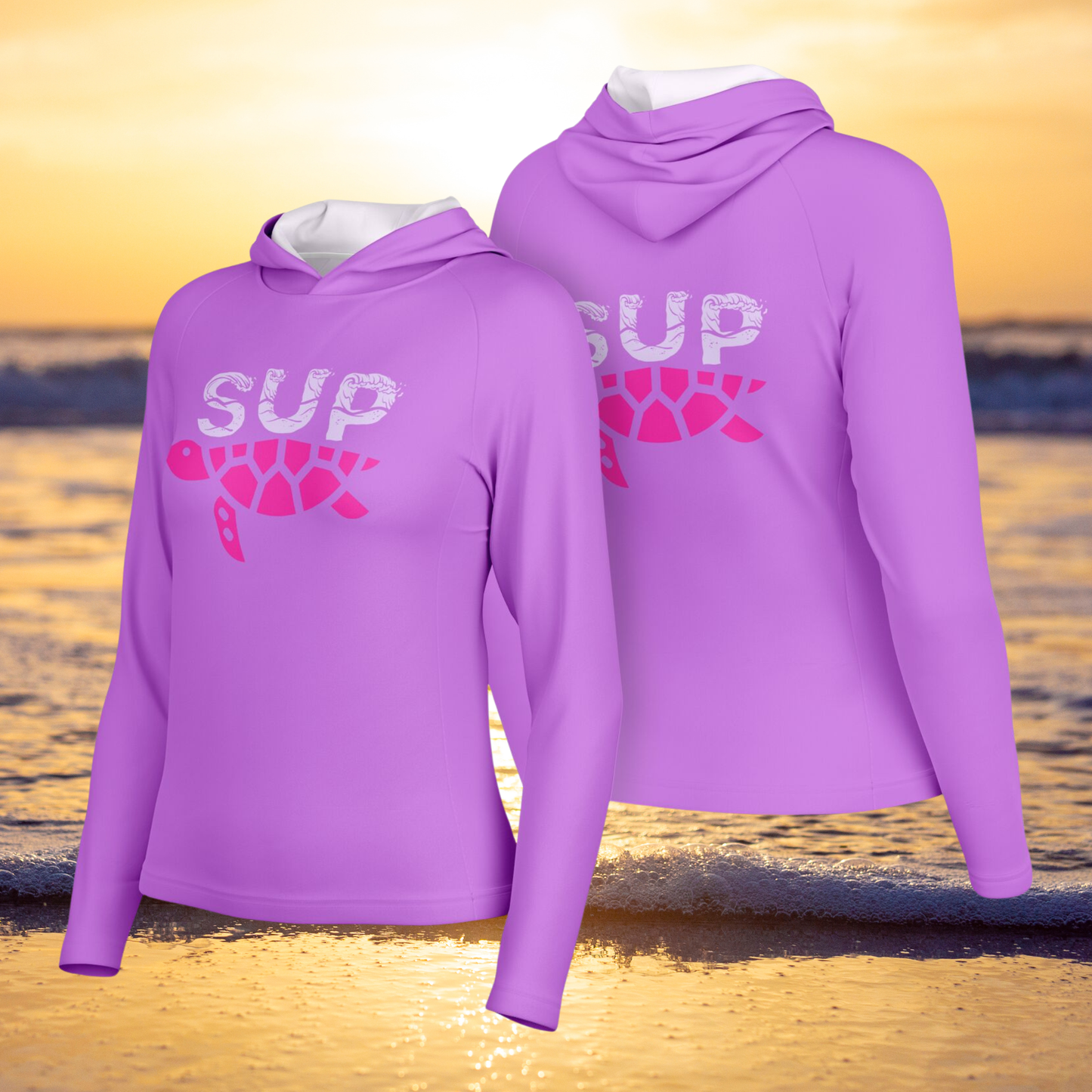 Women's Magenta Long Sleeve SUP Hooded Performance Shirt