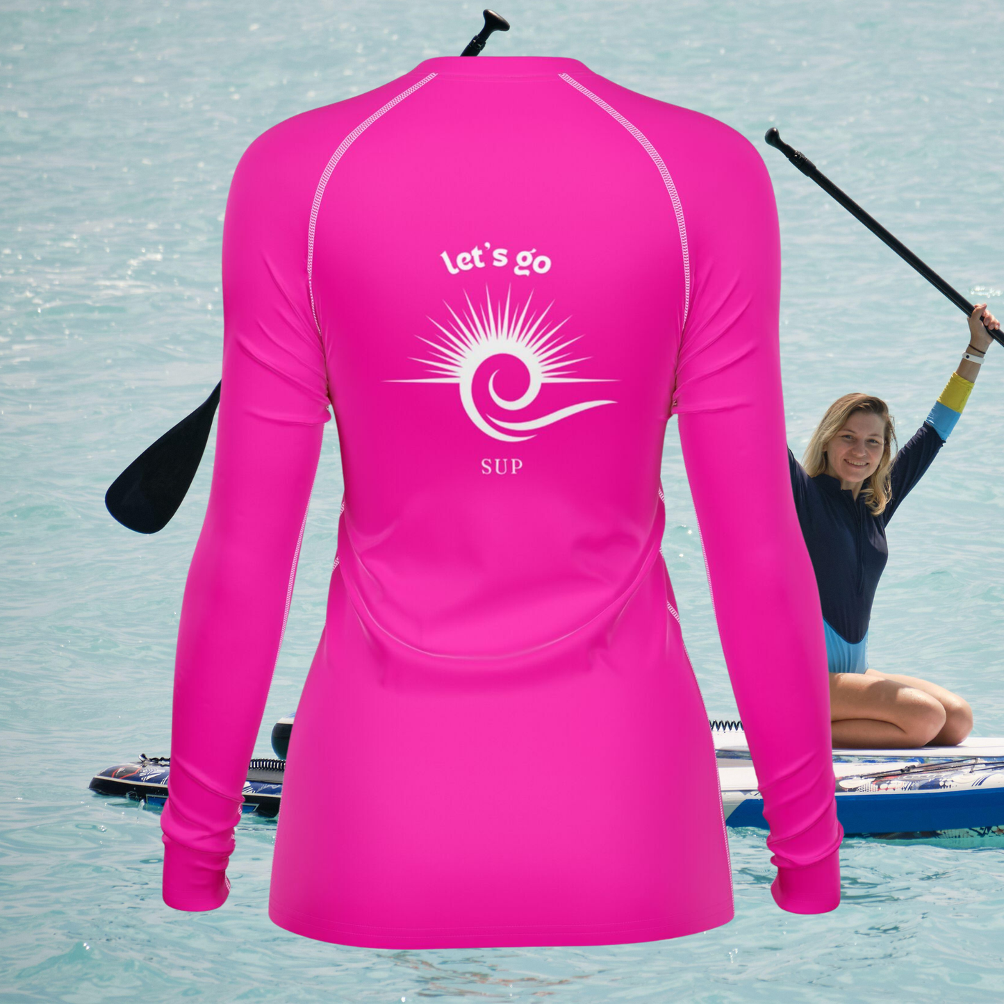 Women's Long Sleeve Hot Pink Rashguard