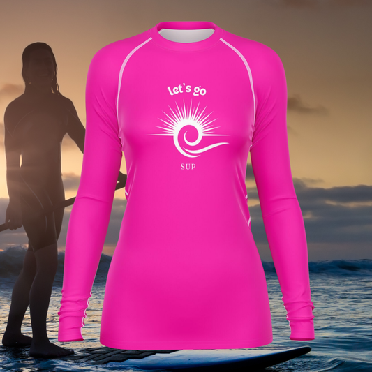 Women's Long Sleeve Hot Pink Rashguard