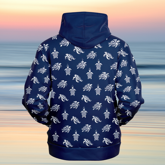 Women's Navy Sea Turtle Pattern Athletic Hoodie
