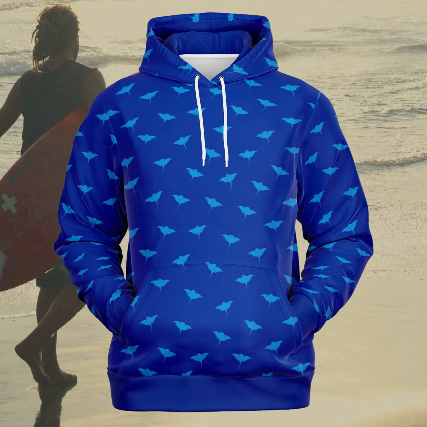 Men's Ocean Blue Stingray Athletic Hoodie